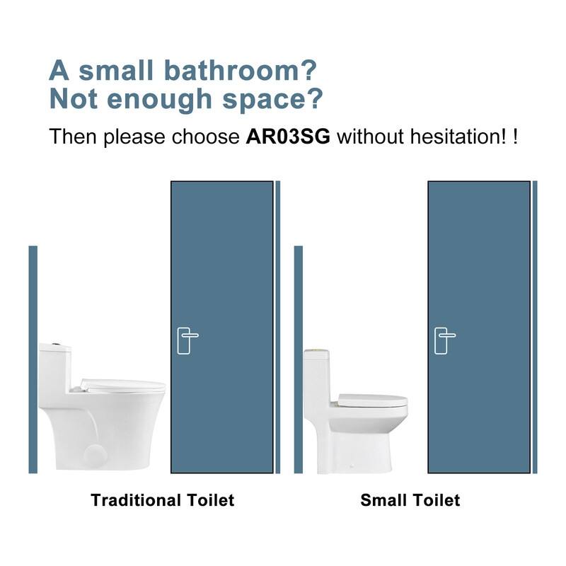 HOROW 1 Piece High Efficiency Dual Flush Toilet White 0.8 1.28 GPF Seat Included Brushed Gold Button - N/A