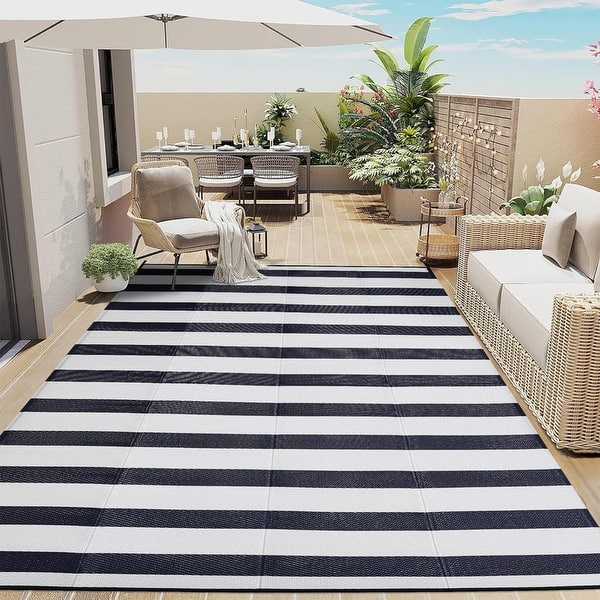 6'x9' Outdoor rugs Patio Plastic Straw waterproof Grey,Teal camper