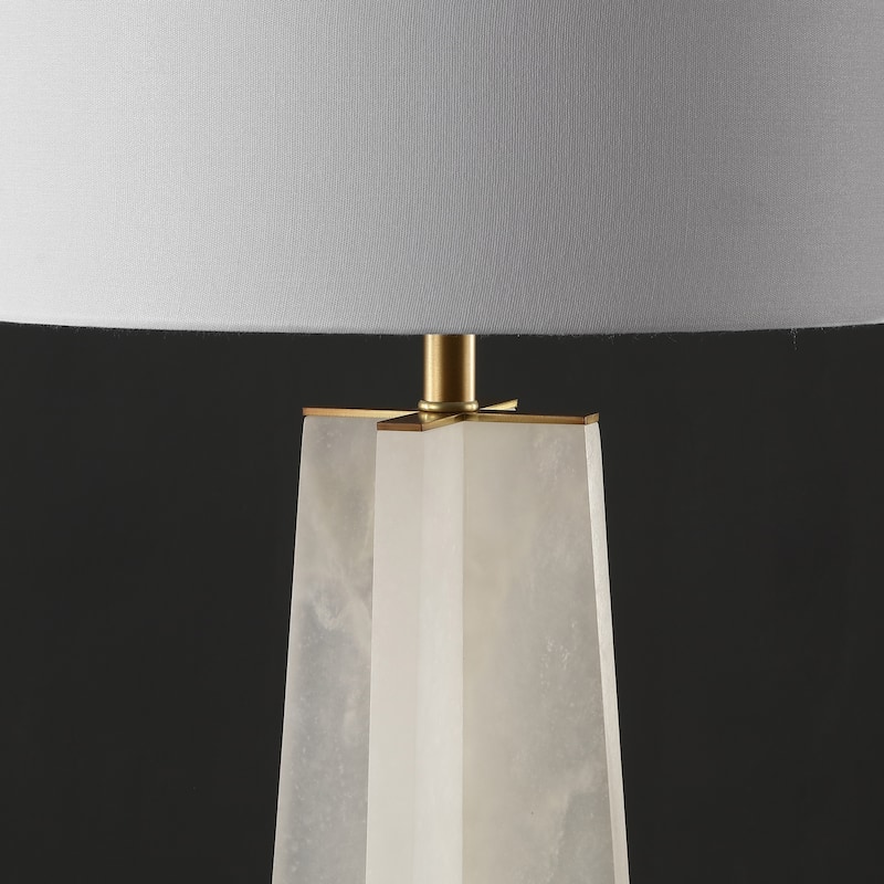 SAFAVIEH Couture Lighting 26.75-inch Kraus Alabaster Table Lamp - 15 IN W x 15 IN D x 26.75 IN H