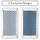 preview thumbnail 2 of 4, Sweet Jojo Designs Blue Gingham Checkered Plaid Boy 2 Pack Fitted Crib Sheets - Solid Steel and Vintage Classic Checkerboard