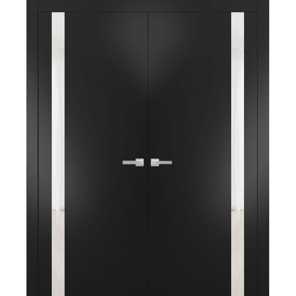 SartoDoors Planum 0040 | Interior French Doors Double French | Solid Wood w/ Glass | Slab Only | 36x80, White