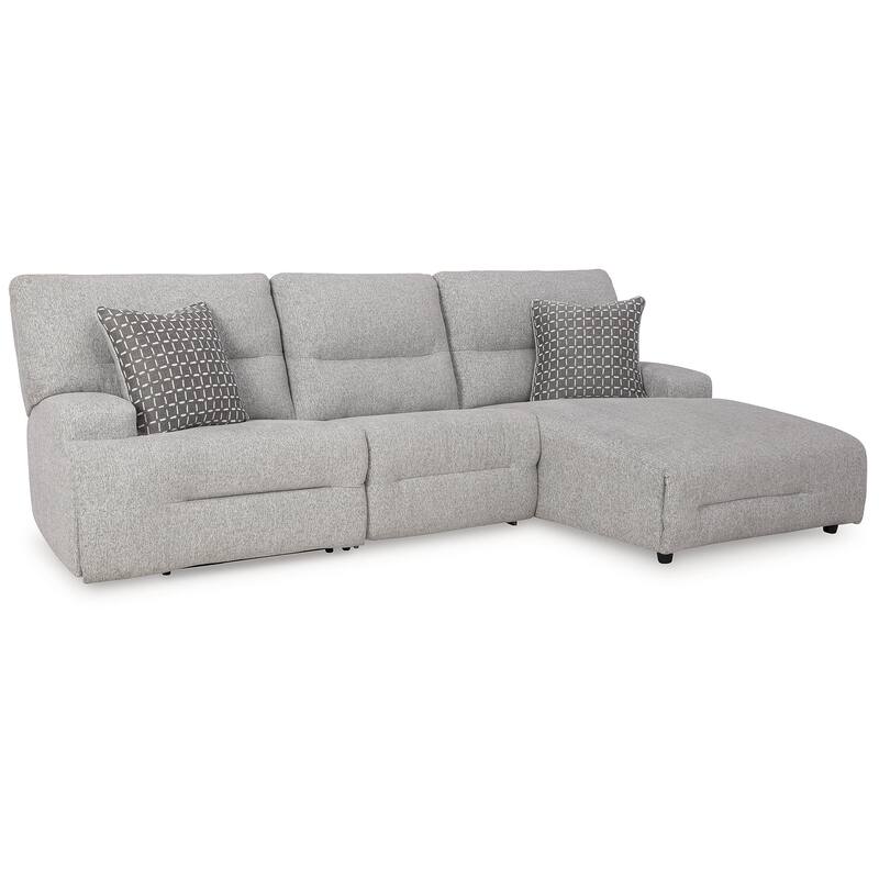 Signature Design by Ashley Acklen Place Light Gray 3-Piece Power Reclining Sectional - 115" W x 71" D x 42" H