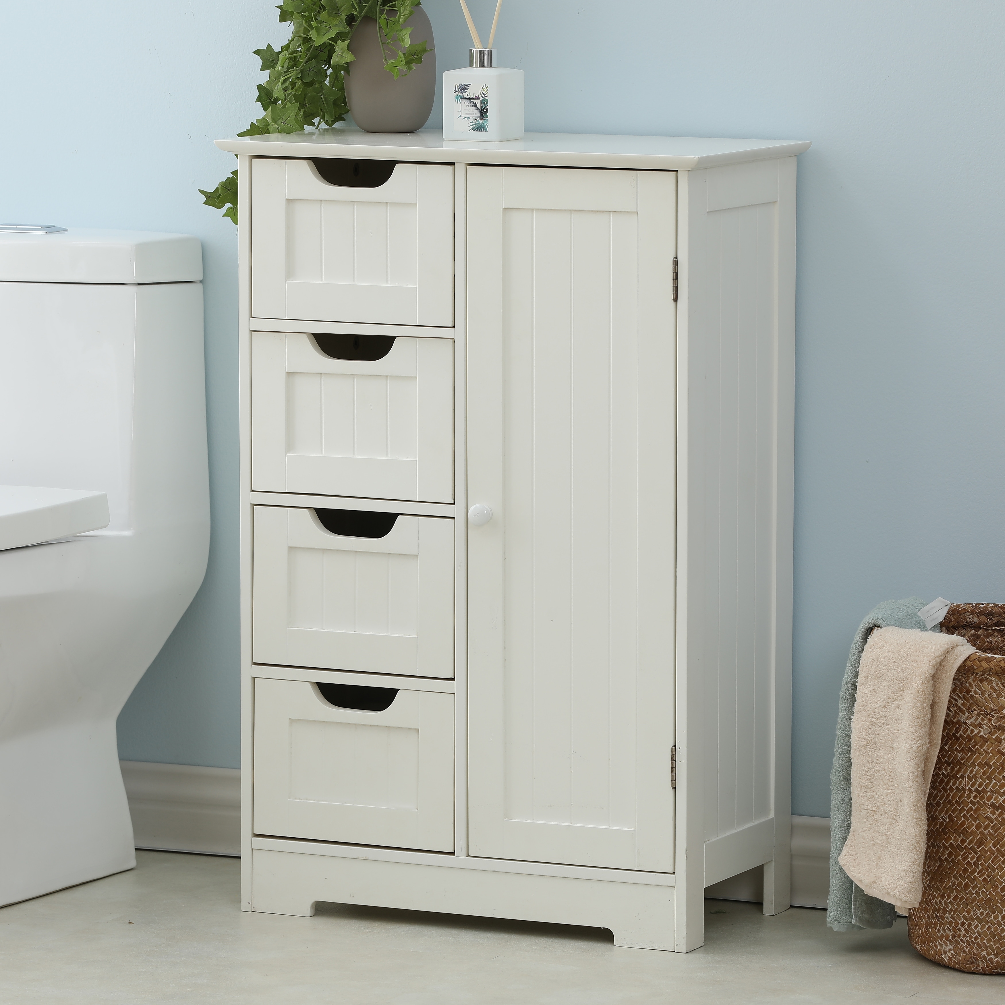 Tongue and Groove Bathroom Storage Unit White – Rispa