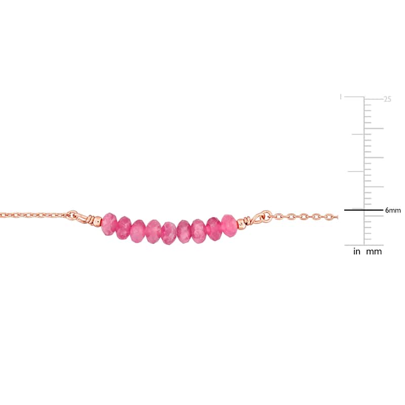 Miadora 0.72ct TGW 4.5mm Pink Tourmaline Bead Necklace with Rolo Chain in Rose Sterling Silver