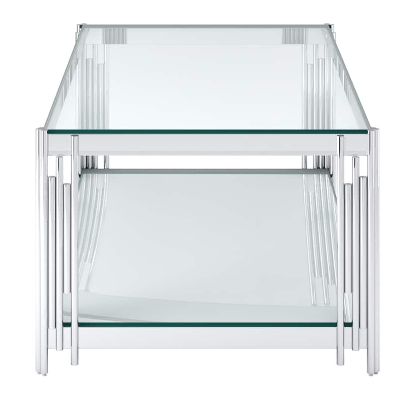 Contemporary Metal and Glass Rectangular Coffee Table