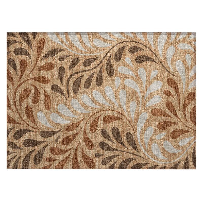 Machine Washable Indoor/ Outdoor Floral Arabesque Chantille Rug