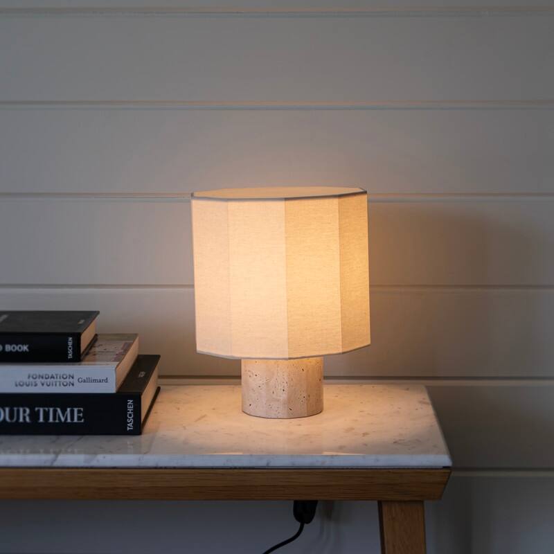Brightech Cleo LED Natural Beige Stone Boho Modern Dimmable Bedside Nightstand Desk Lamp