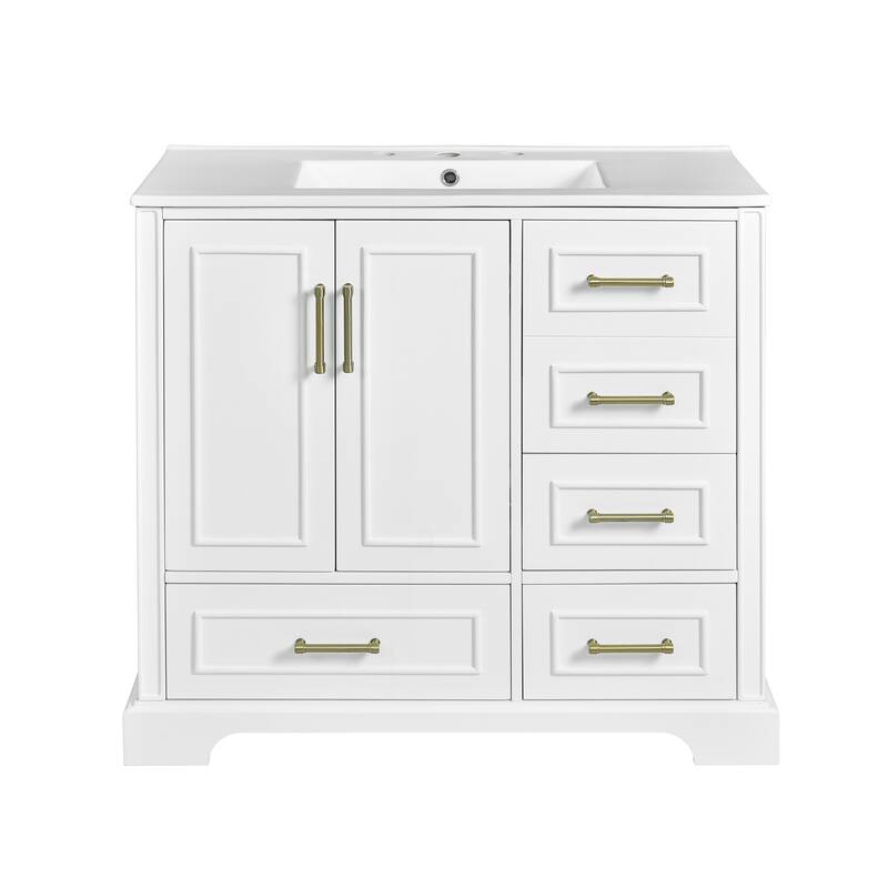 Exquisite Traditional Bathroom Vanity with Premium Ceramics Sink and Ample Storage