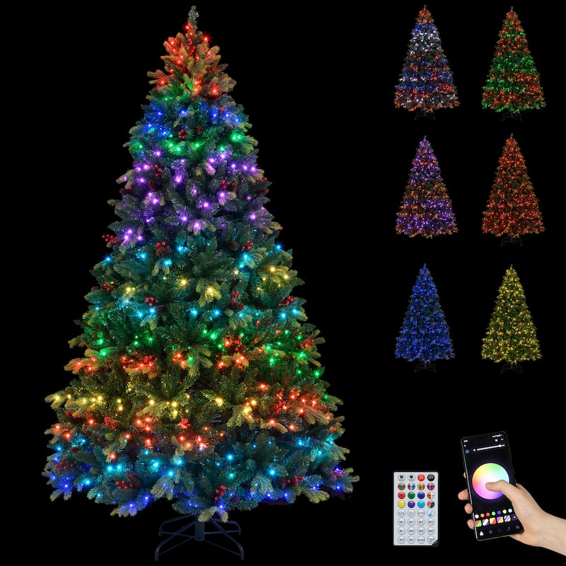 Gymax Smart Pre-Lit Artificial Christmas Tree w/ Remote Control