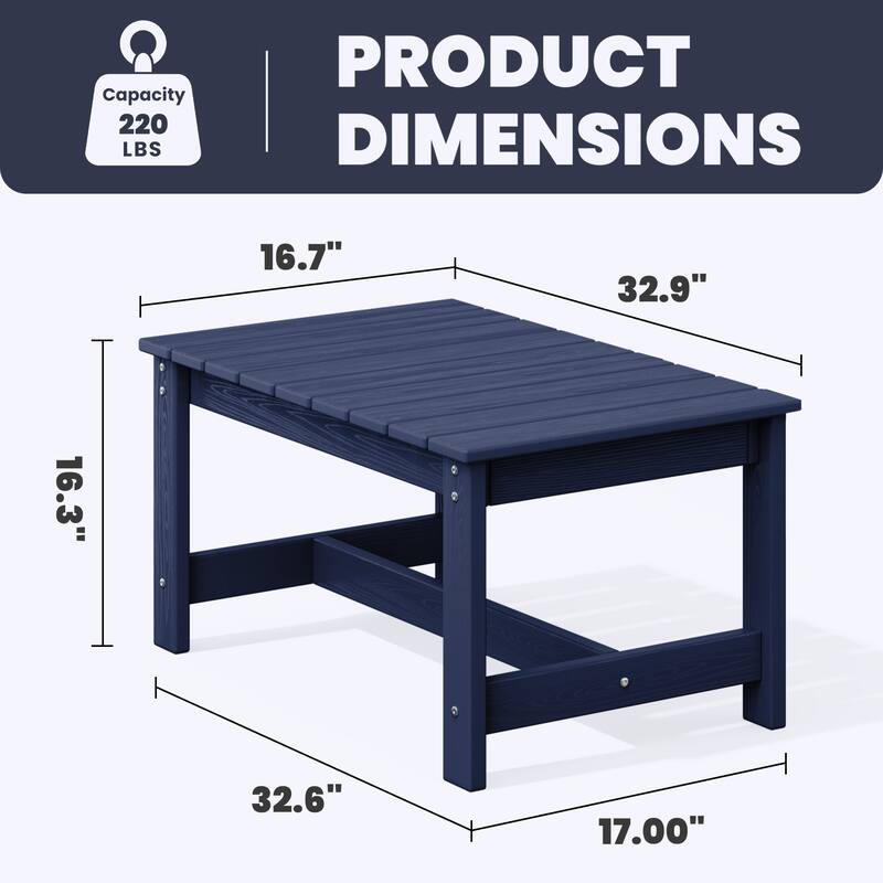 Outdoor Patio HDPE Rectangle Coffee Table