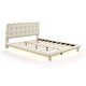 preview thumbnail 16 of 20, Queen Velvet Thick Fabric Upholstered Bed LED Bed Platform Bed with LED, Thick & Soft Fabric and Button-tufted Design Headboard