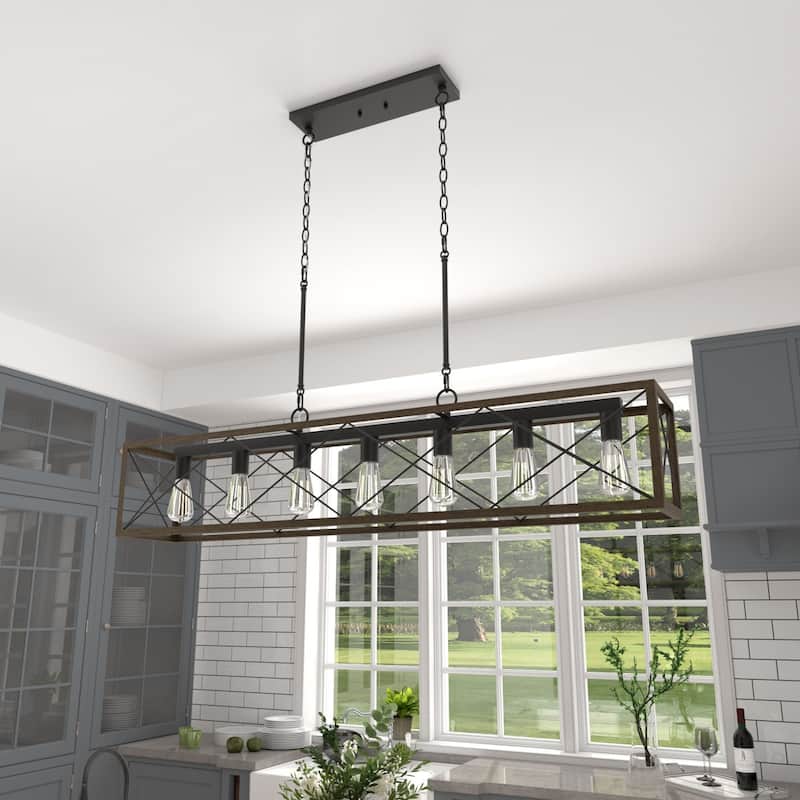 7-Light 48In Linear Modern Farmhouse Kitchen Chandelier - 48''
