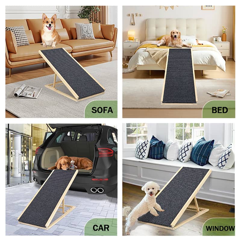 Anmytek UPGRADED Extra Wide Non-Slip Dog Ramp - 16" Wide, 80lb Capacity
