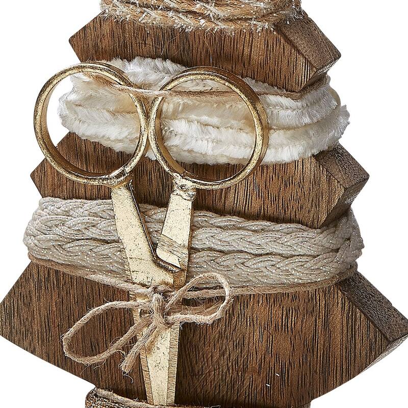 Champagne Tree Ribbon & Scissor Set - Set of 4 Taupe Brown Polyester Ribbons for Christmas, Spot Clean, 3.81" H x 5.87" L x 2" W