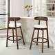 preview thumbnail 2 of 24, Christopher Knight Home - Ashley Contemporary Upholstered Round Cushion Bar Stools with Rubberwood Frame, Set of 2 Beige+Walnut
