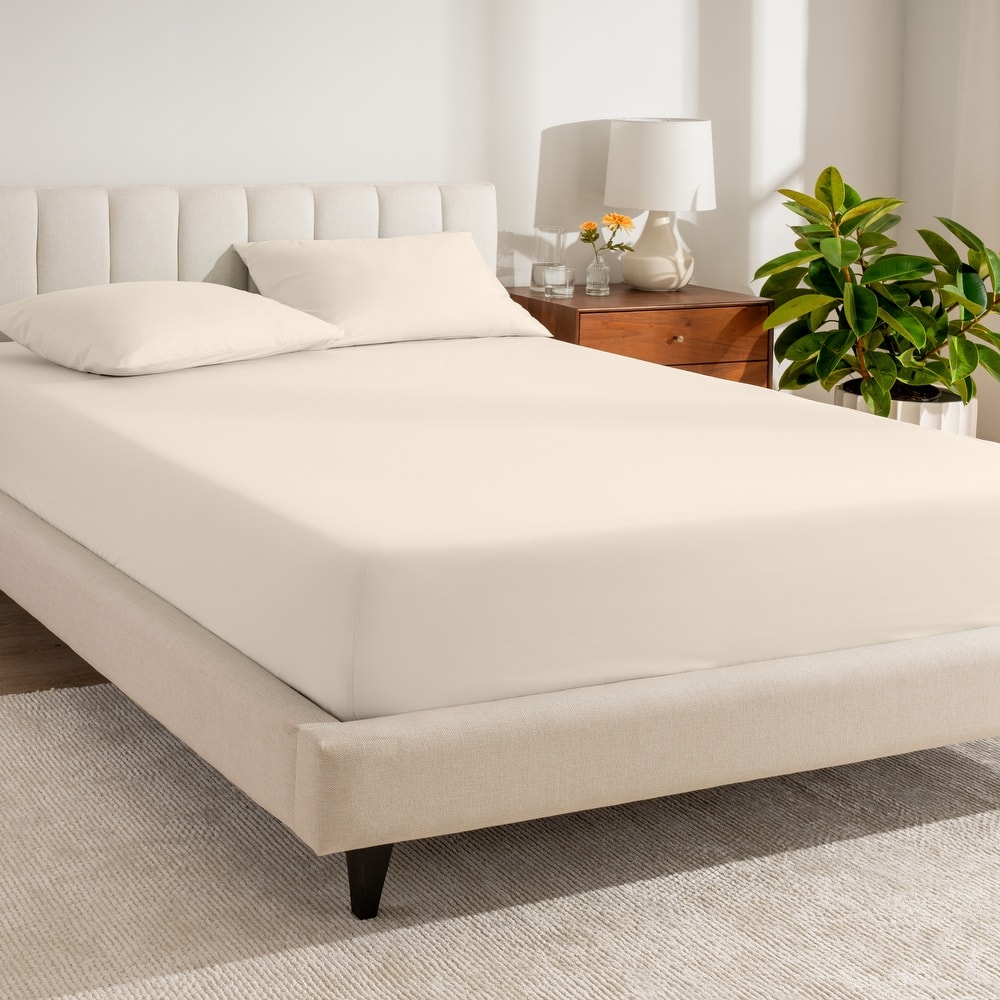 Bare Home Organic Cotton Percale Fitted Bottom Sheet