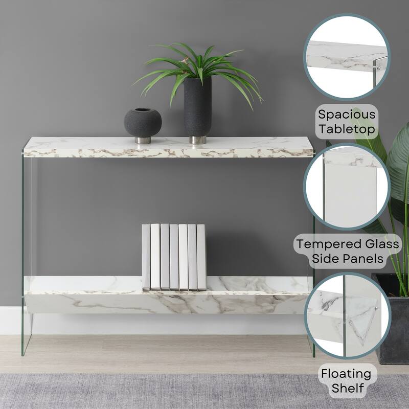 Convenience Concepts SoHo Glass V Console Table with Shelf