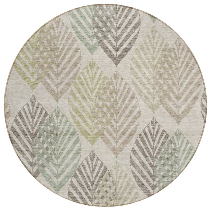Machine Washable Indoor/ Outdoor Chantille Casual Palm Rug