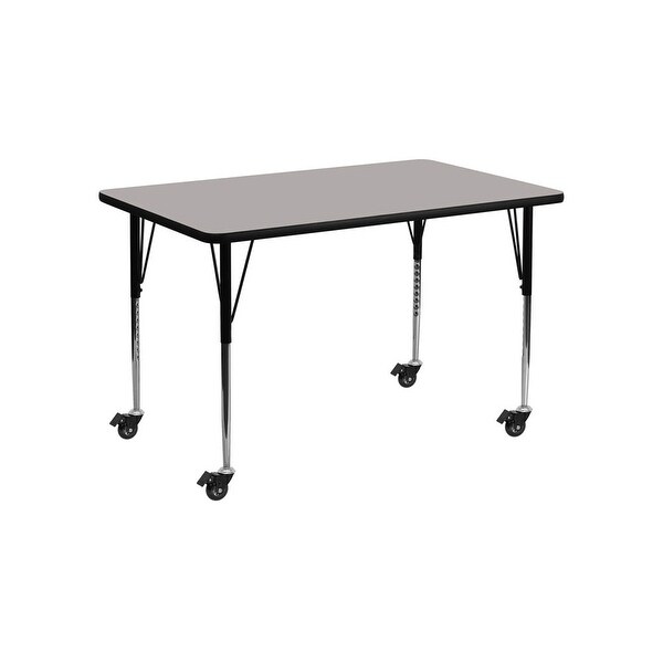 Offex 24"W x 48"L Mobile Rectangular Activity Table with 1.25" Thick High Pressure Laminate Top & Standard Height Adjustable Leg