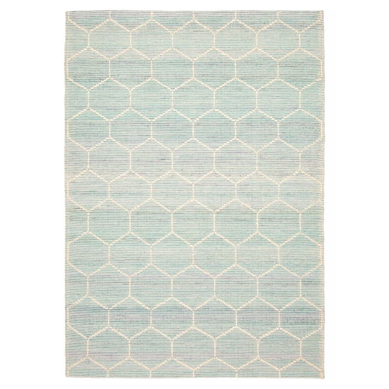 ECARPETGALLERY Braid weave Sienna Aqua Wool Rug - 5'4 x 7'7 - Aqua - 5'4 x 7'7