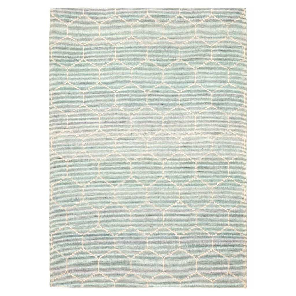 ECARPETGALLERY Braid weave Sienna Aqua Wool Rug - 5'4 x 7'7