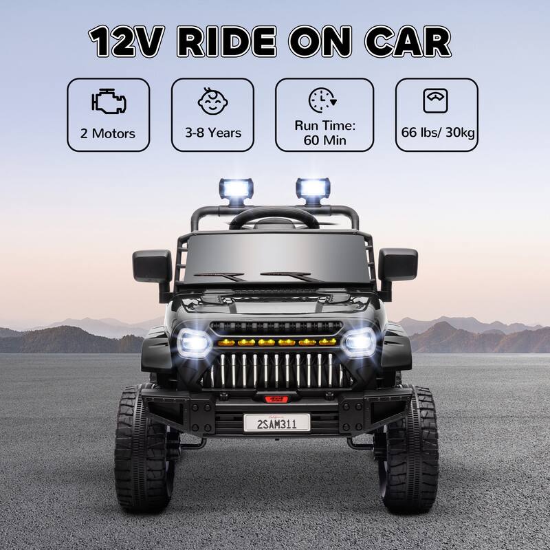 12V Kids Ride-On Truck, UTV with Remote Control, 3 Speeds, LED Lights, Music & Suspension Wheels for 3-6 Years