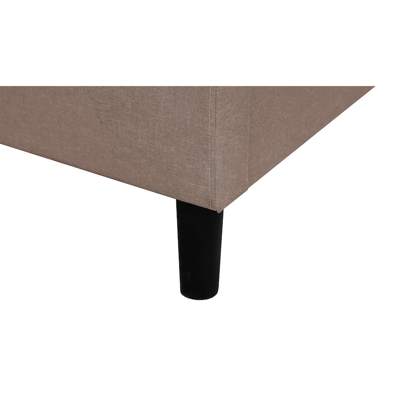 Liam Full Bed, Brown Polylinen Upholstered Bed, Horizontal Tufted Headboard