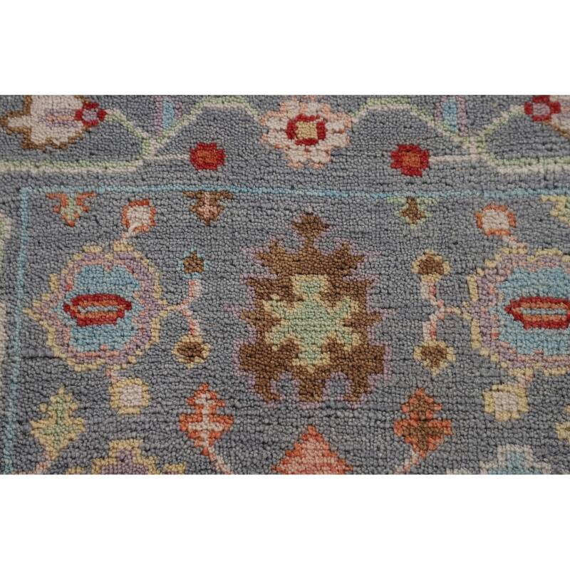 All-Over Floral Oushak Indian Runner Rug Handmade Wool Carpet - 2'7"x 9'11"