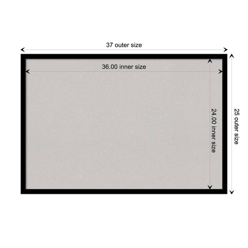 Jet Black Framed Grey Corkboard Bulletin Board - Board Size 36x24