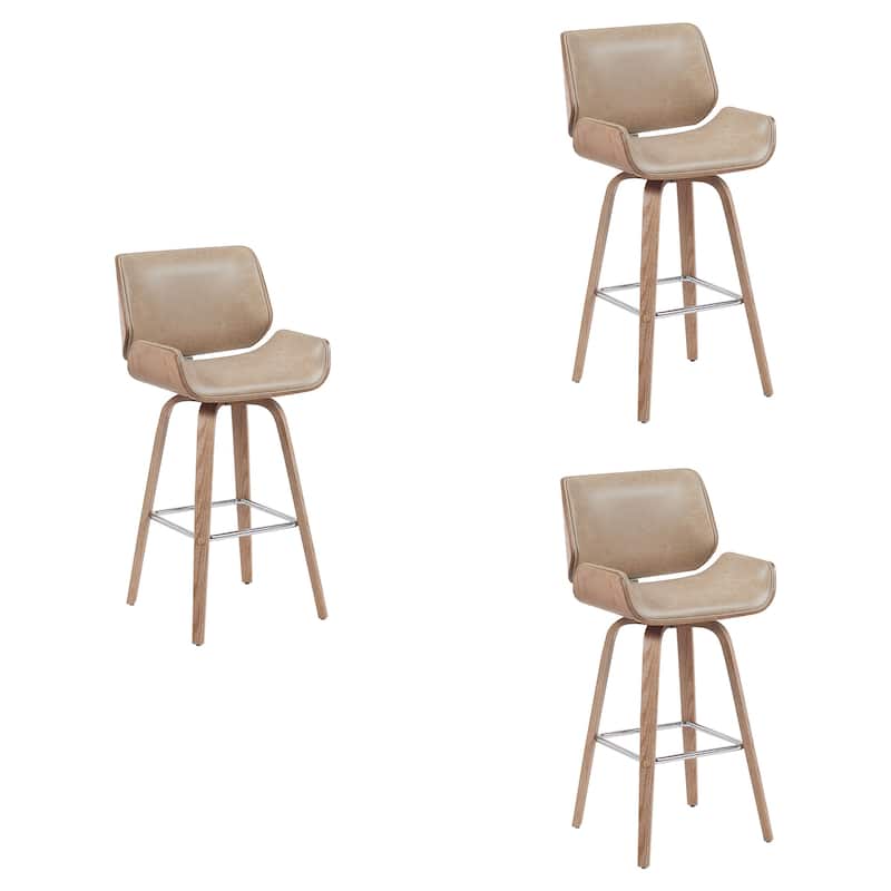 Tyler Mid-Century Swivel Bar Stool, Upholstered Counter Height Chair with Bentwood Legs