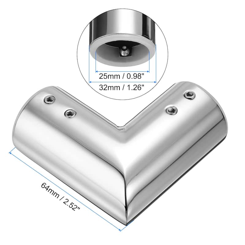 2pcs Corner Curtain Rod Connector 90 Degree for Curtain Rods - Silver - 1 Inch