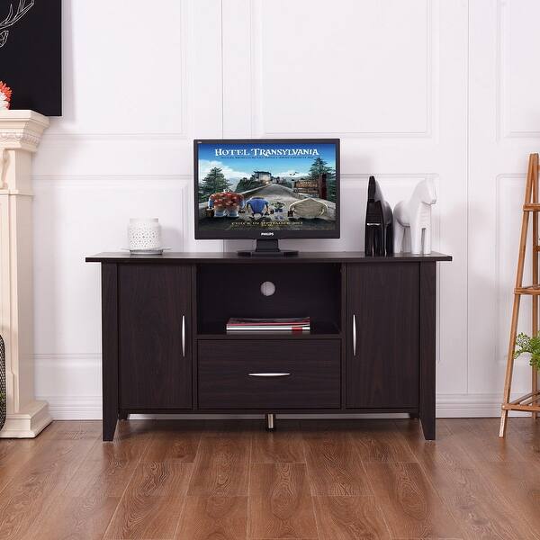 Shop Costway Modern Tv Cabinet Media Unit Storage Shelf Tv Stand