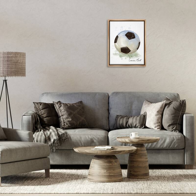 Stupell Soft Pastel Soccer Ball Framed Floater Canvas Wall Art Design By Matthew Piotrowicz