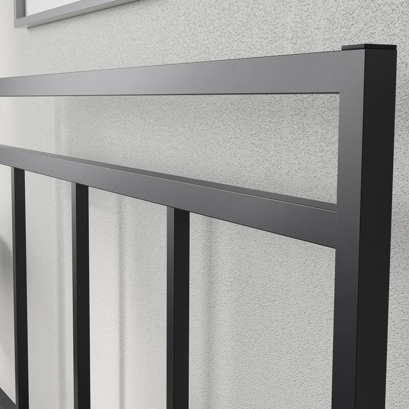 Metal Platform Bed With Headboard, Black