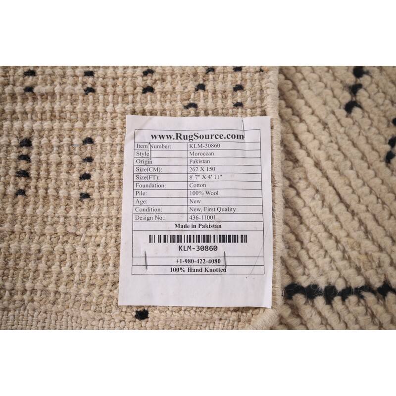 Abstract Moroccan Oriental Area Rug Handmade Wool Carpet - 4'11"x 8'7"