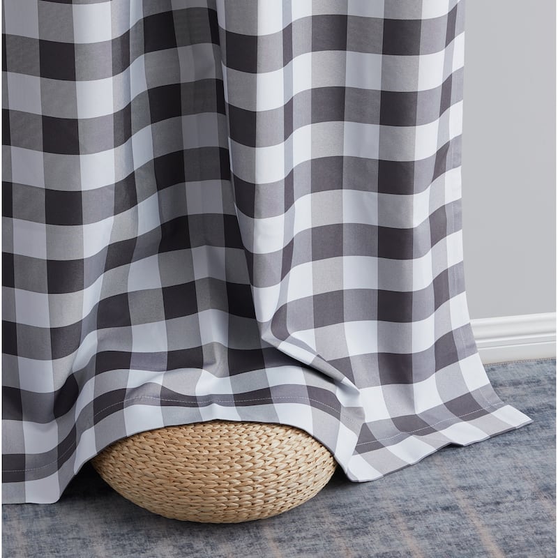 HLC.me Andersen Check Plaid 100% Blackout Thermal Insulated Energy Saving Heat Blocking Grommet Curtain Panels, 2 Panels