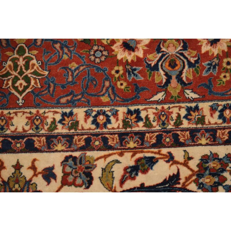 Hand Knotted Oriental 100% Wool Carpet Traditional Floral Beige & Ivories Isfahan Area Rug - 7' 5'' X 5' 1''