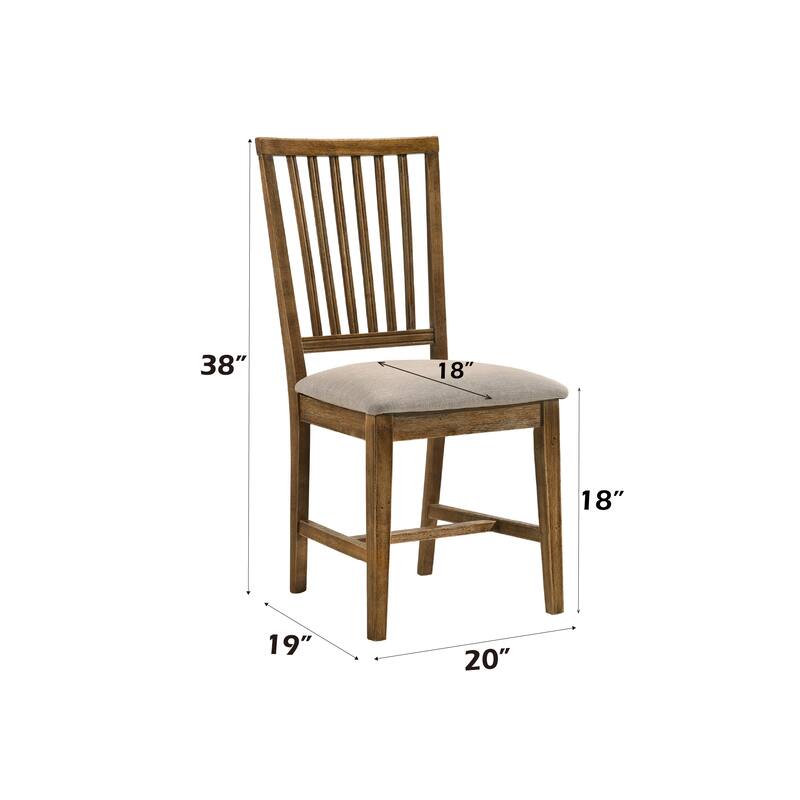 Wallace II Tan Linen & Weathered Oak Finish Side Chair (Set of 2)