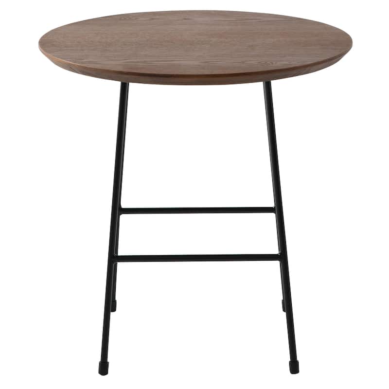 Rossmore Mid-Century Modern Round Ash Wood Veneer Side Table with Steel Frame Accent Table for Living Room, Bedroom, or Office