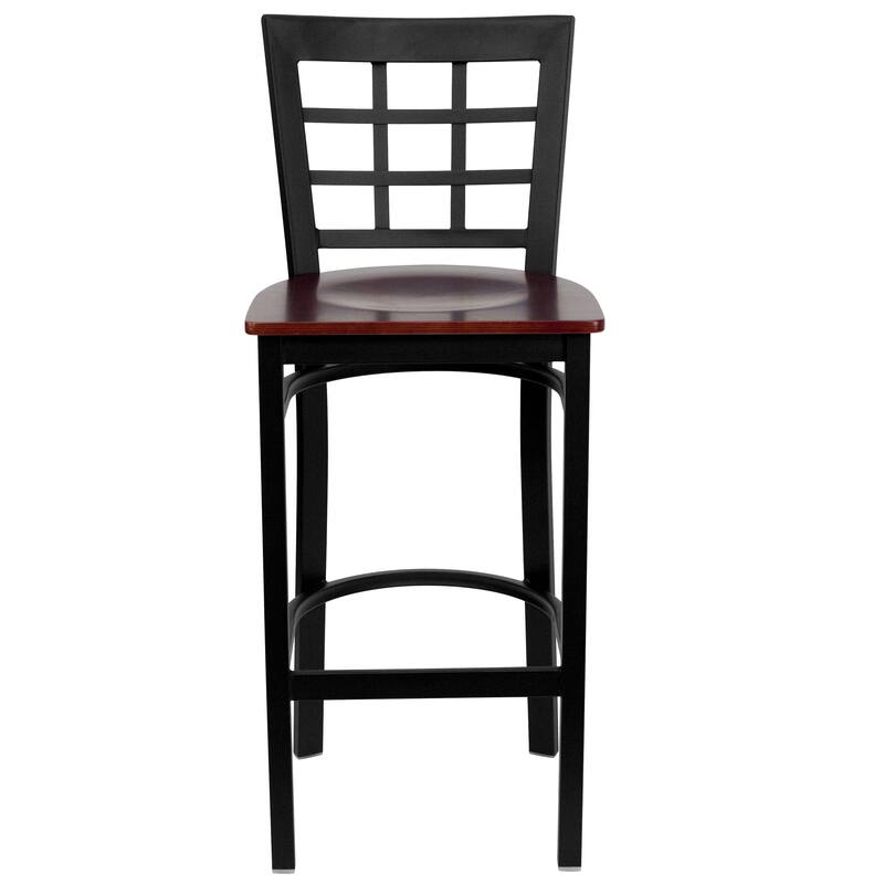 Window Back Metal Restaurant Barstool - 16"W x 19"D x 41.75"H - 16"W x 19"D x 41.75"H