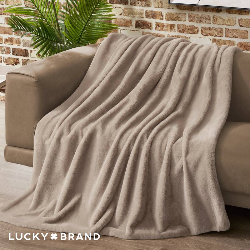 Lucky Brand Solid Synthetic Fur Rabbit 50" x 70" Throw Blanket