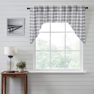 Sawyer Mill Black Plaid Swag Set of 2 36x36x16