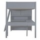 preview thumbnail 28 of 32, Full Size Loft Bed with Desk, Storage Shelves and 2 Sliding Doors, Multifunctional Kids Bed Frame with Ladder and Guardrail