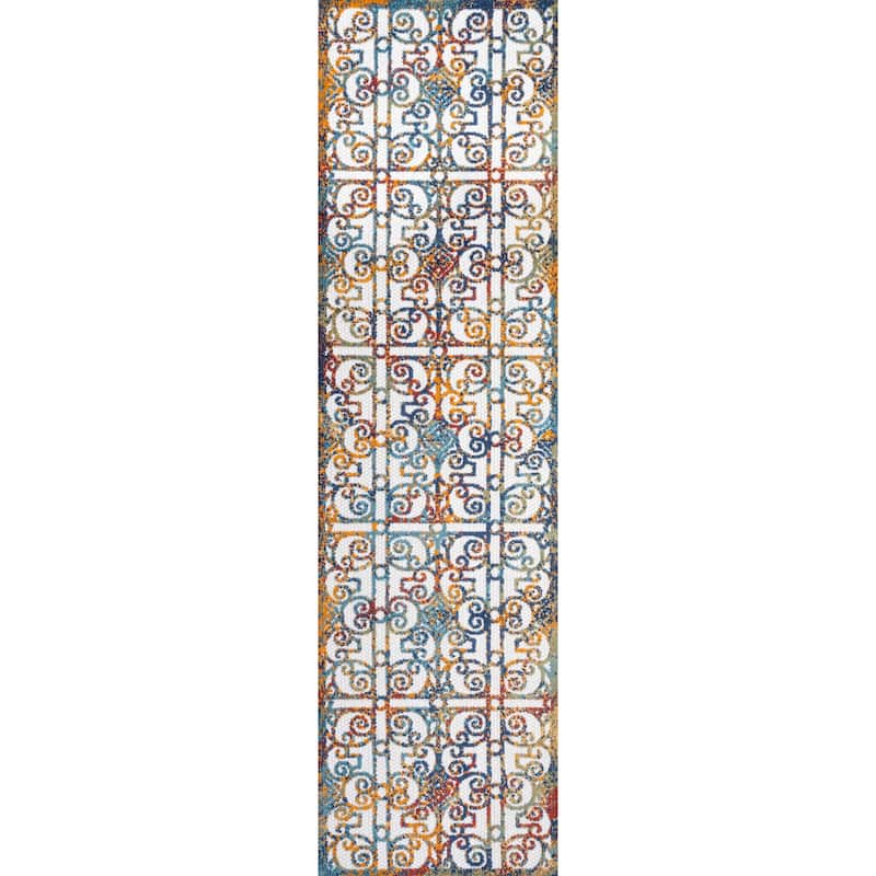 JONATHAN Y Tropics Ornate Trellis Indoor/Outdoor Area Rug - 2 X 8