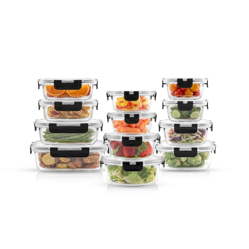 JoyFul 24 Piece Glass Food Storage Containers Set with Airtight Lids