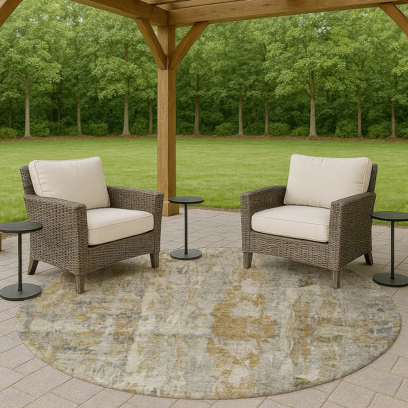 Machine Washable Indoor/ Outdoor Muted Ombre Chantille Rug - Pewter - 8' x 8'
