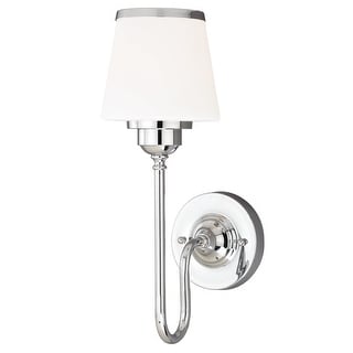 Kelsy 1-Light 6 in. W Chrome Bathroom Vanity Lighting Fixture, White Frosted Opal Glass Shade, Dimmable, Wall Mounted Sconce