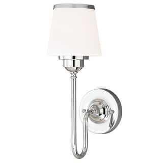 Kelsy 1-Light 6 in. W Chrome Bathroom Vanity Lighting Fixture, White Frosted Opal Glass Shade, Dimmable, Wall Mounted Sconce