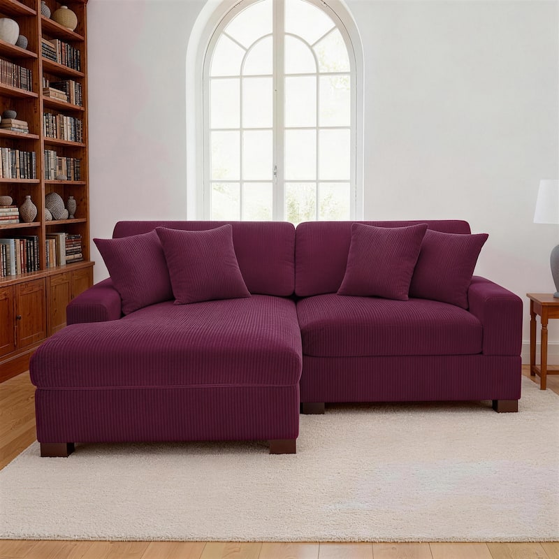 Oversized L-shaped Modular Sectional Sofa with Chaise Lounge - Purple-2 Piece - Left Facing