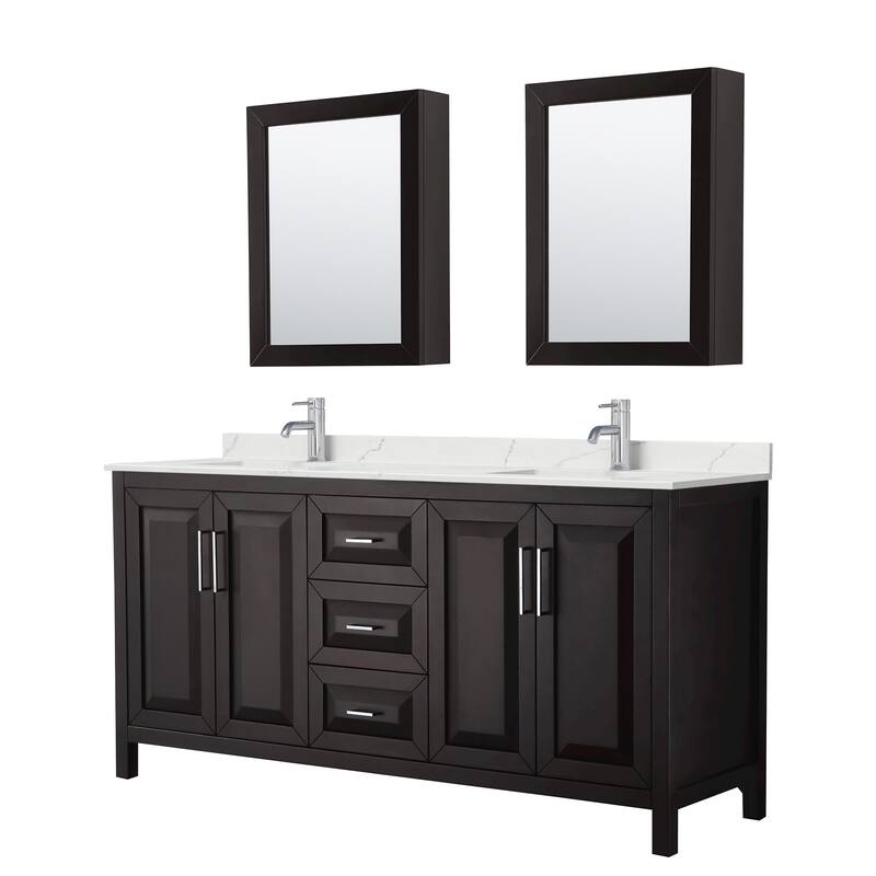 Wyndham Collection WCV252572D-QTZ-UNSMED Daria 72" Free Standing - Dark Espresso / Giotto Quartz Top / Polished